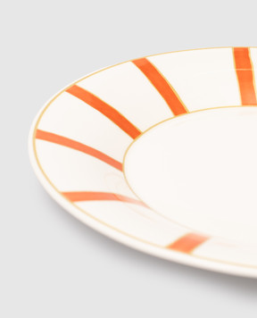 Geminiano Cozzi 1765 White porcelain dessert plate Striche Arancio e Oro TTCMI02229053