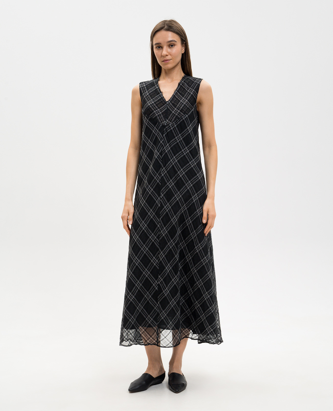 Black dress with checked silk Marc Le Bihan 3
