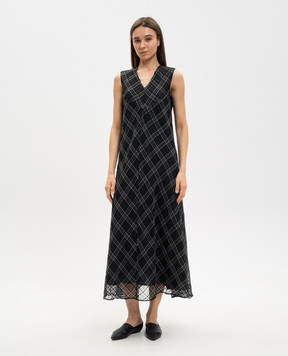 Marc Le Bihan Black dress with checked silk 2179