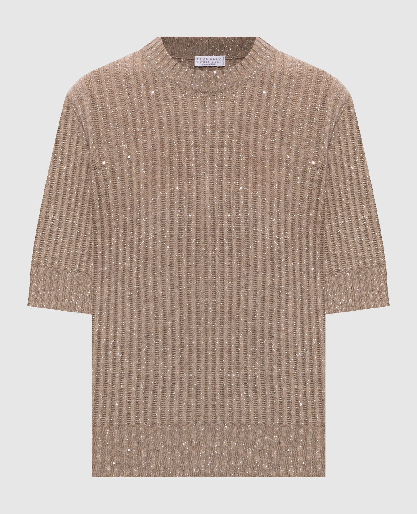Beige cashmere and wool knitted top