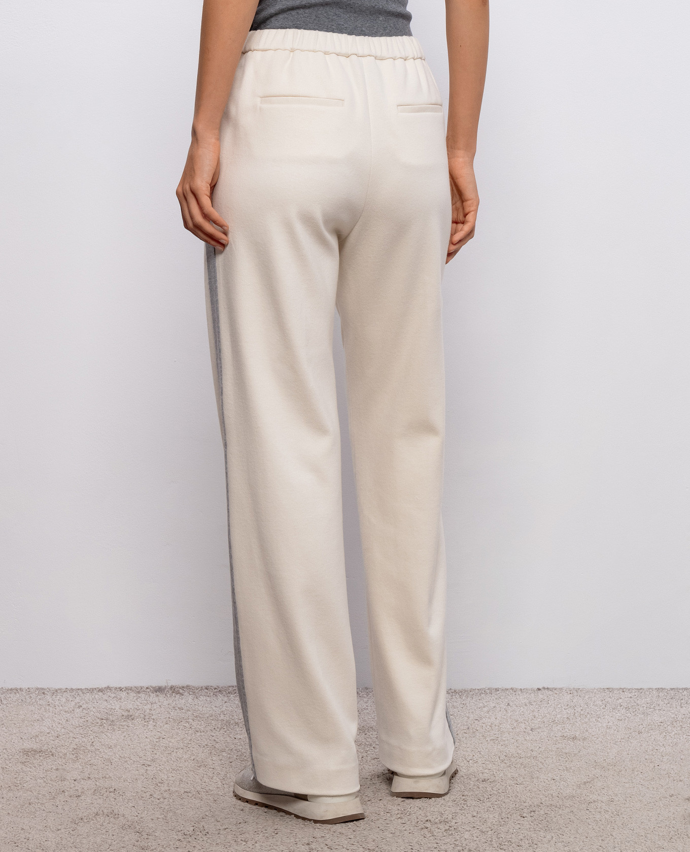 Ivory striped sweatpants Peserico 4