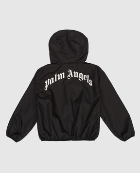 Palm Angels Children's black windbreaker with logo patch PBEB004S26FAB001