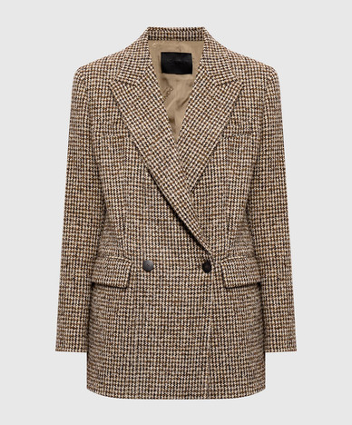 Double-breasted jacket with patterned wool