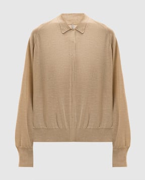 BOBOUTIC Beige cashmere, silk and hemp cardigan 5007