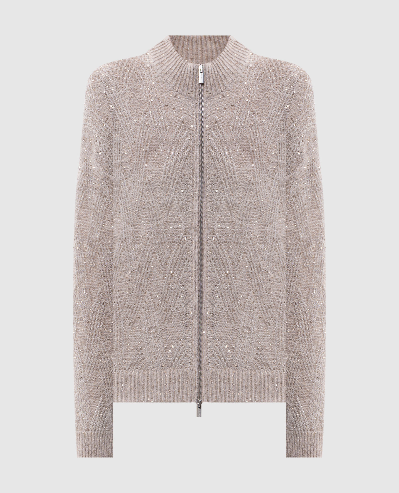 Beige alpaca cardigan with sequins