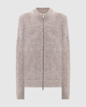Peserico Beige alpaca cardigan with sequins A99975F05G9100