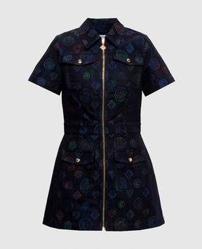 Casablanca Black Heatmap Patterned Denim Shirt Dress WSP26DR18901