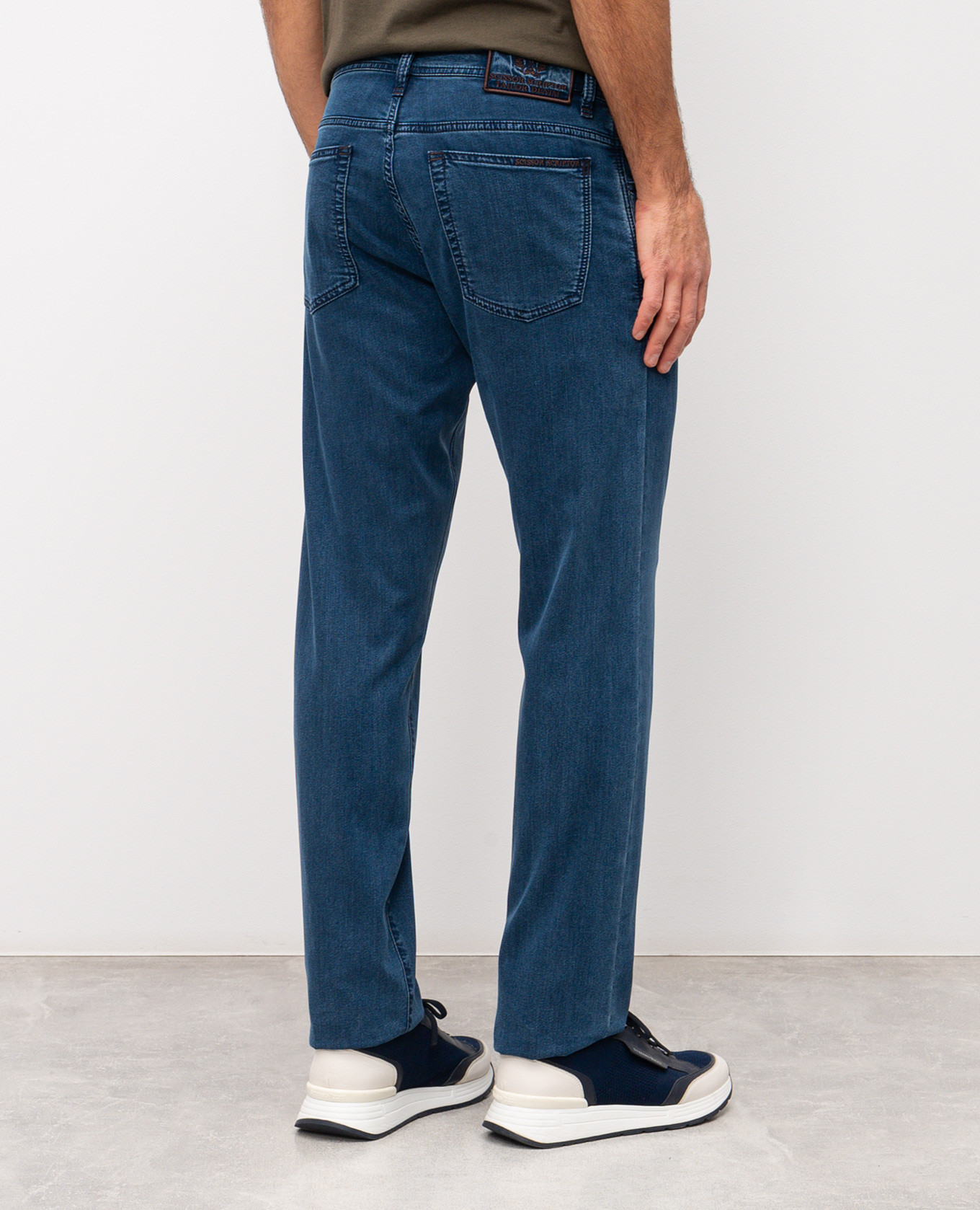 Blue Costantino jeans with logo embroidery Scissor Scriptor 4