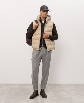 Brunello Cucinelli Brown melange cashmere, silk and linen cardigan MSY00106