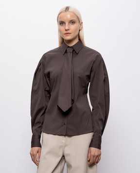 Brunello Cucinelli Brown shirt with monil chain MP091M3A46