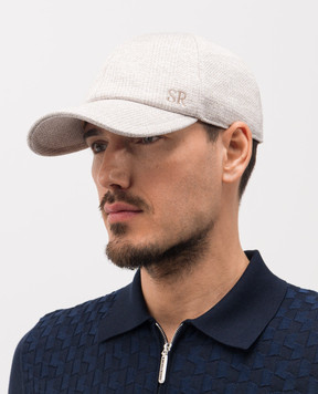 Stefano Ricci Gray cap with linen and silk pattern MCV61NV18FDN29HA