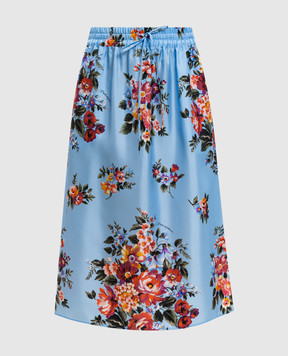 Dolce&Gabbana Blue silk skirt with floral print F4DCGTIS11I