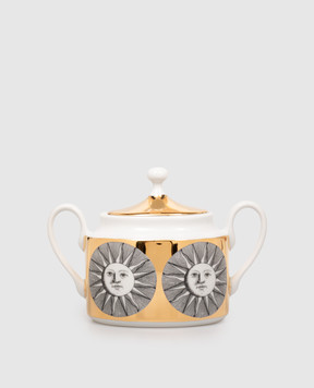 Fornasetti Sole golden porcelain sugar bowl P21Z288