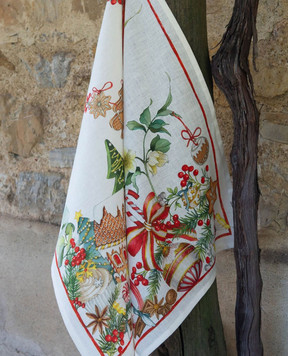 TESSITURA TOSCANA TELERIE White linen kitchen towel MARZAPEPE NC250030020067