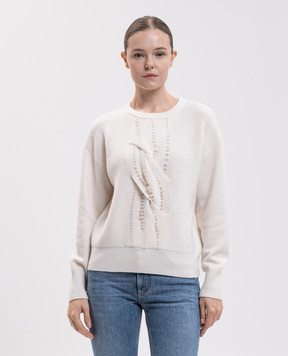 Twinset Ivory sweater with beads 262AT3081