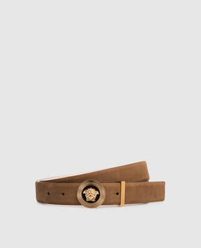 Versace Medusa Biggie brown nubuck belt 10037601A16661