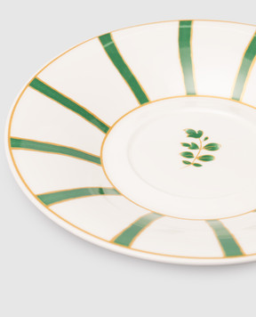 Geminiano Cozzi 1765 White porcelain saucer for tea cup Striche Verdi e Oro TTCMI089036