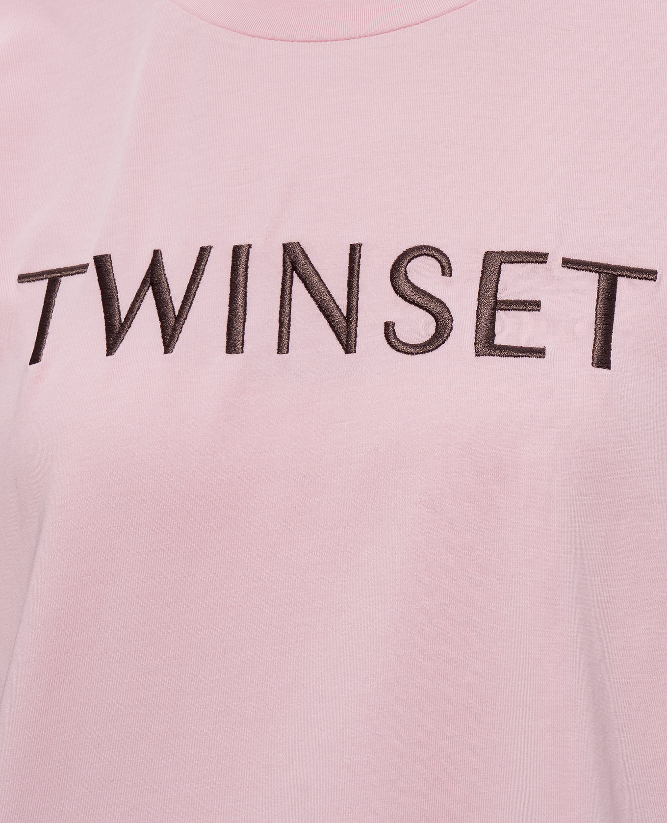 Pink T-shirt with embroidered logo Twinset 5