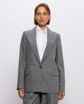 Peserico Gray wool jacket with monil chain A01637Z03358