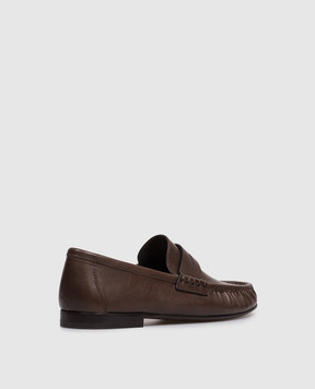 Brunello Cucinelli Brown leather loafers with monil chain MZSLC3370P