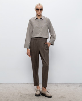 Peserico Brown striped silk shirt S0649202678