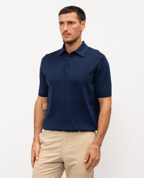 Stefano Ricci Blue silk polo shirt with logo embroidery K616215P13F26101
