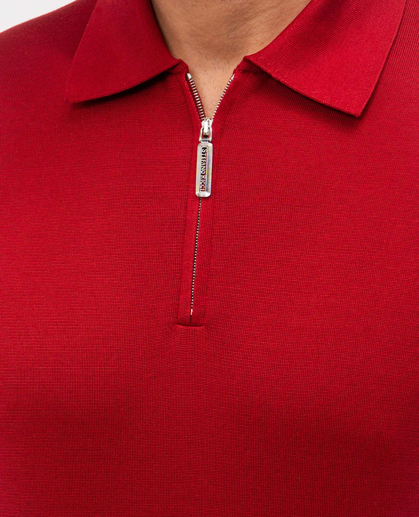 

Burgundy silk polo shirt with embroidered monogram logo Stefano Ricci