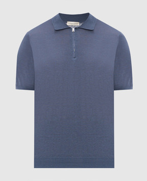 Cashmere&Whiskey Blue linen and silk polo shirt MU9892314520R