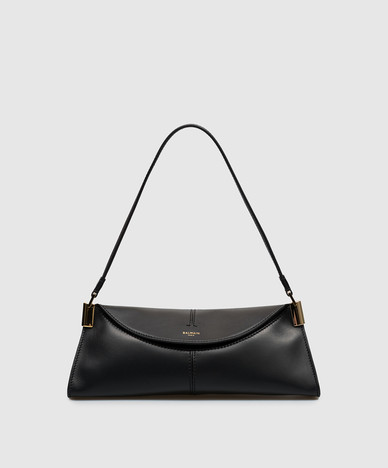 Schwarze Ledertasche in Trapezform 64-83