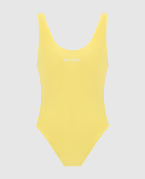 Balmain Yellow swimsuit with logo print BKBG72490