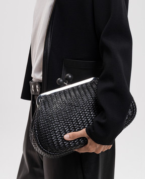 Max Mara Weekend Black leather woven bag AERE WKAERE