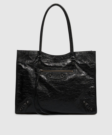 Black leather tote bag Le City