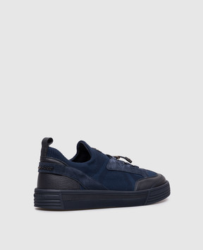 Stefano Ricci Blue combination sneakers with textured logo UV23G5306TWMSDP