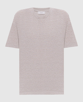 Peserico Beige striped linen T-shirt A06022J003139