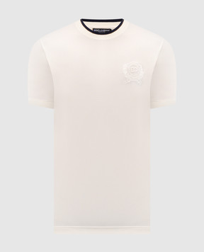Dolce&Gabbana Ivory T-shirt with embroidered monogram logo G8SW4ZHU7WZ