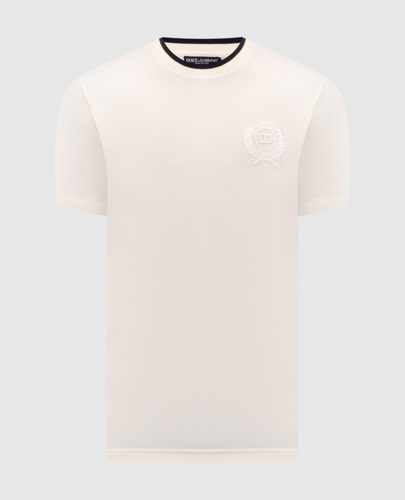 Ivory T-shirt with embroidered monogram logo Dolce&Gabbana
