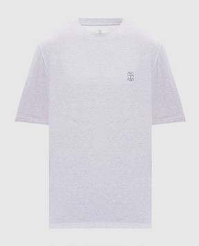 Brunello Cucinelli Grey melange T-shirt with logo print M0B138440