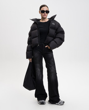 Balenciaga Black cropped puffer jacket with logo 852298TNO12