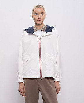 Brunello Cucinelli White sports windbreaker with logo patch MB4227942