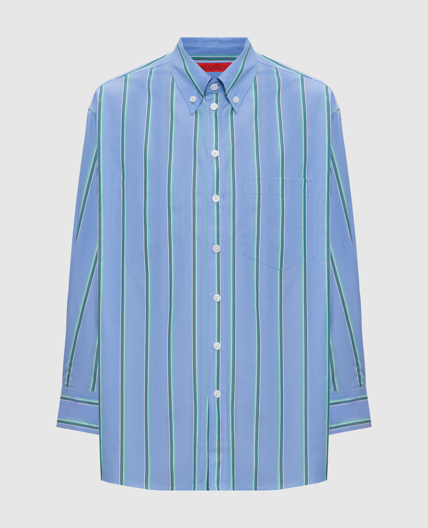 Blue striped shirt with inscription