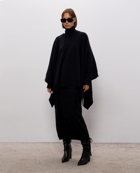 Twinset Black poncho with hood 262LI3NEE