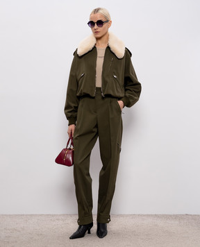 Givenchy Khaki wool jacket with removable fur BW00TT164D