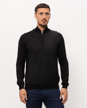 Stefano Ricci Black striped wool, silk and cashmere jumper KE08023L01E26373