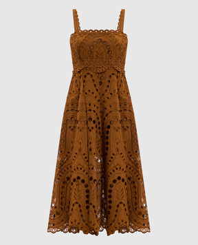 Charo Ruiz Brown Glimmer Midi Dress 263611