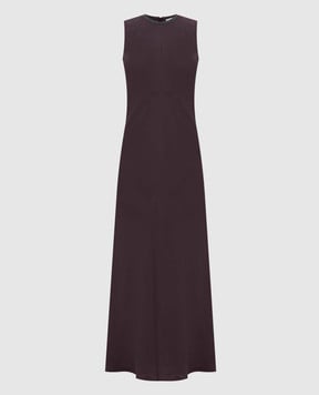 Brunello Cucinelli Burgundy midi dress with linen MH126AFR61