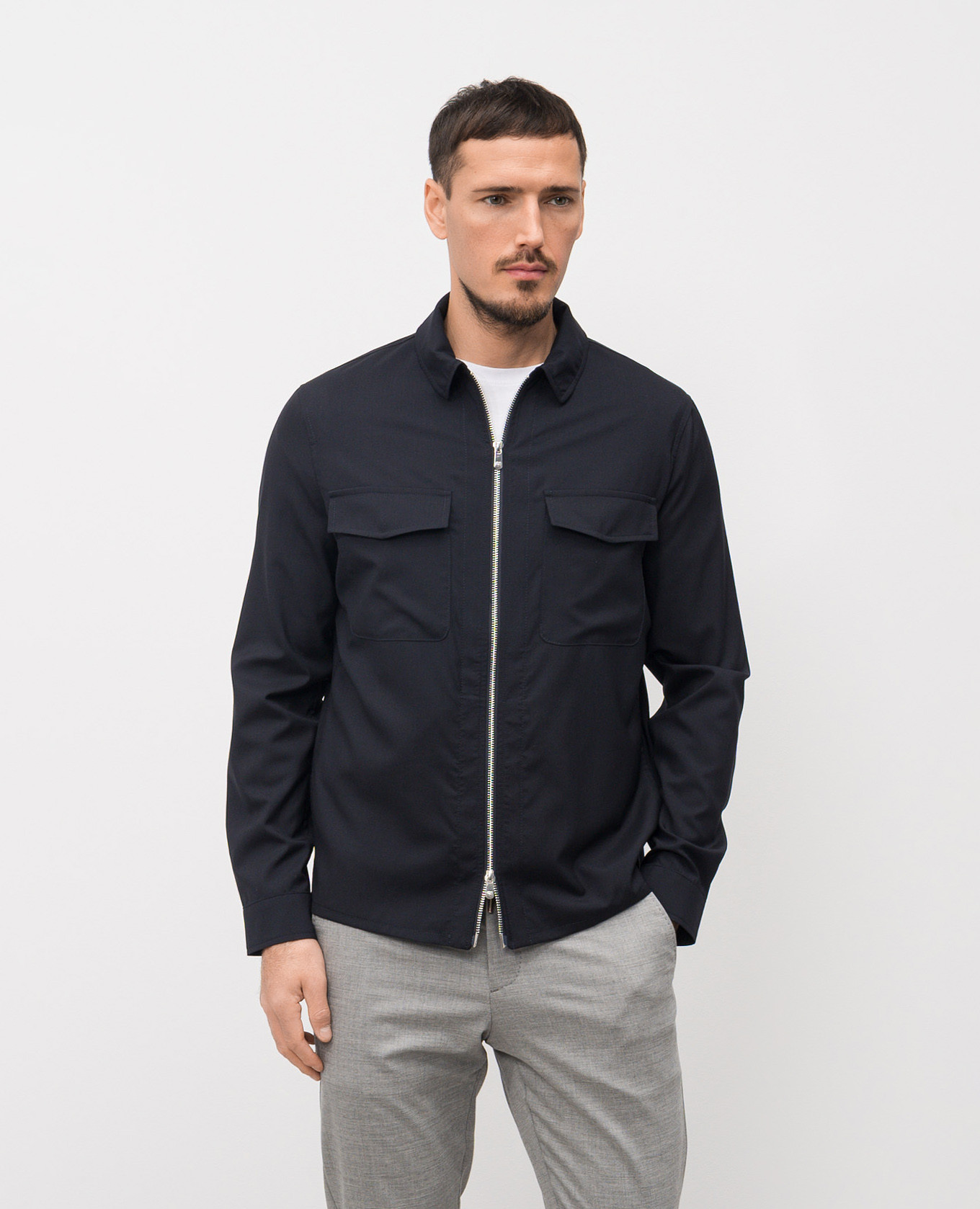 

Blue wool and silk shirt Marco Pescarolo