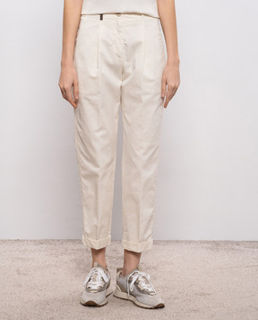 Peserico Ivory pants with branded patch P04987T2300802
