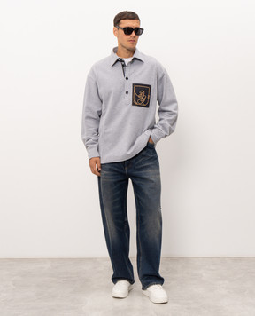 Dolce&Gabbana Grey sweatshirt with polo collar G9CEIZHU7W4