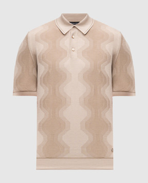 Stefano Ricci Beige polo shirt with patterned silk K818105P13F26171