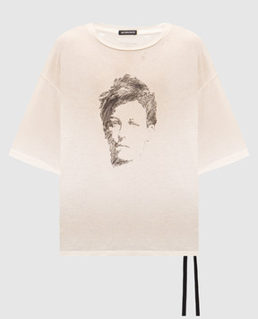 Ann Demeulemeester Lu Relax Fit T-shirt in ivory with a vintage effect B0014441FA794